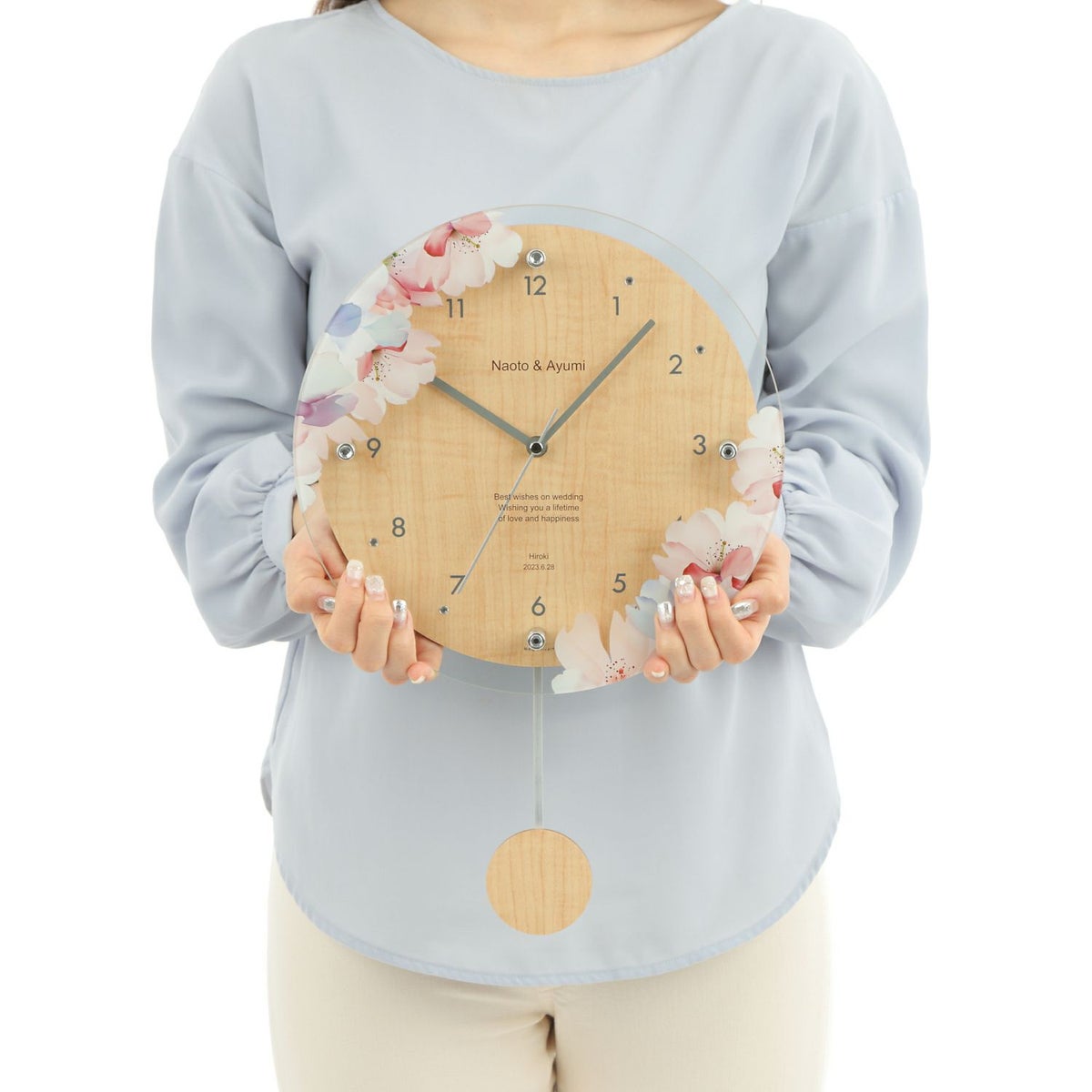 MAG名入れ時計 電波振り子時計 「フラワー」 W-797-CO_101